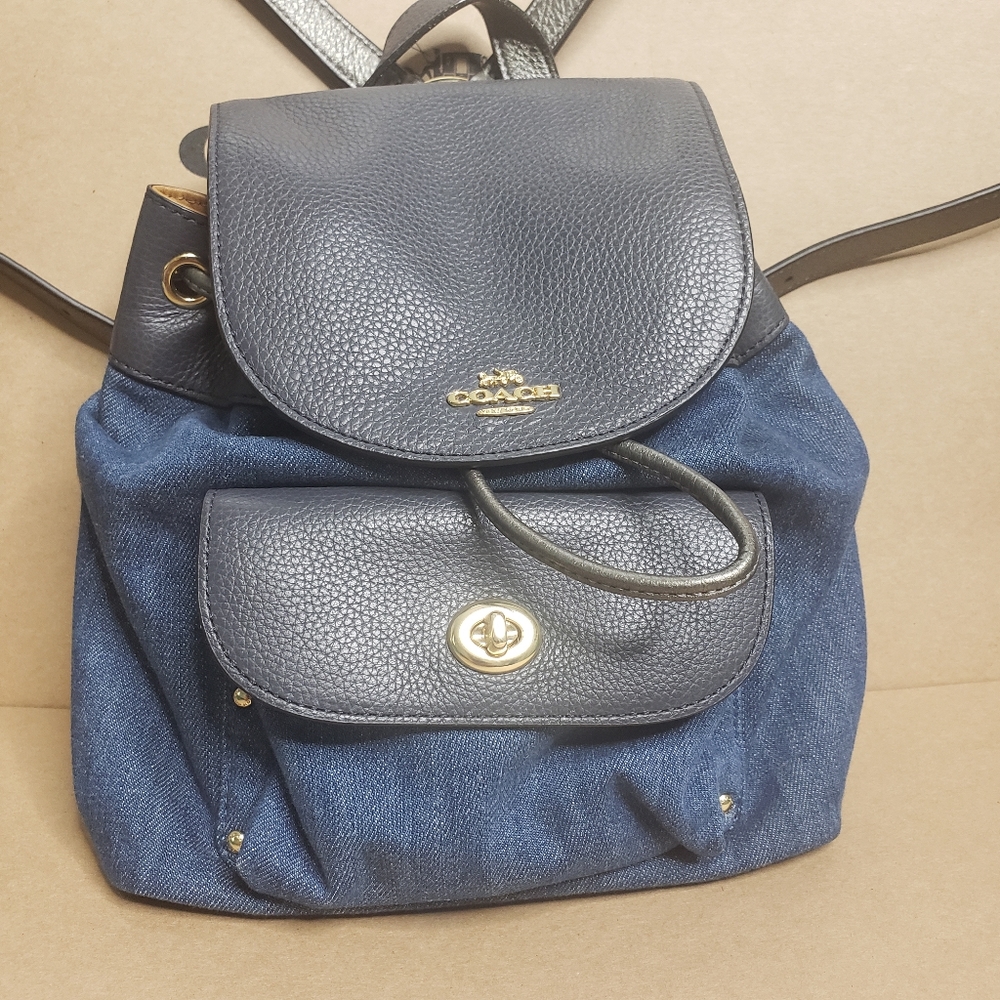 COACH BNWOT Denim & Leather Mini Billie Backpack